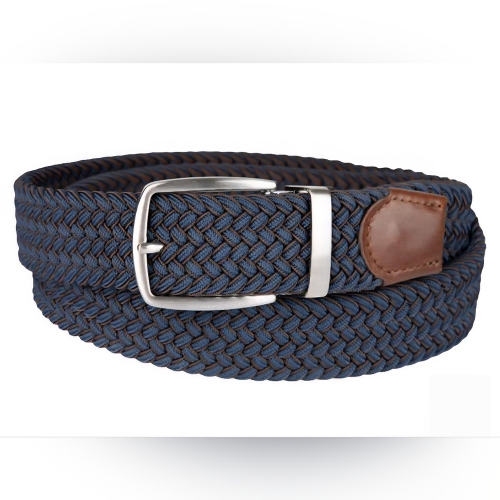 Tommy Bahama Men's Stretch Braided Reversible Belt -NAVY/BROWN L/XL **NEW